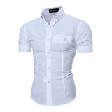 Camisa Masculina Manga Curta Com Elastano Melhor Tecido