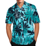 Camisa Masculina R De Manga Curta Com Estampa Havaiana 4292