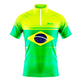 Camisa Masculino Camiseta Ciclismo Brasil Amarelo