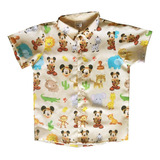 Camisa Mickey Safari Blusa Infantil Manga