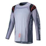 Camisa Motocross Alpinestars Racer Ocuri Cinza Trilha Off