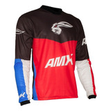 Camisa Motocross Amx Prime Vermelho Preto Azul Downhill