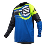 Camisa Motocross Cross Asw Target Azul Amarelo Off Road Moto
