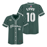 Camisa Nfl Green Bay Packers Número 10 Love Estilo Baseball