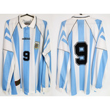 Camisa Oficial Futebol Argentina adidas 9 Manga Longa 96 97