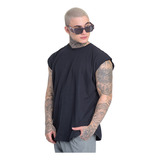 Camisa Oversized Masculina Preta Regata Over Machão Dmuniz