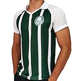 Camisa Palmeiras Polo Striped   Masculino Tamanho GG Cor Verde Branco