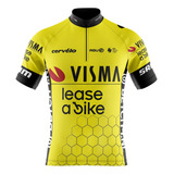 Camisa Para Ciclista Pro Tour Jumbo Amarela Com Bolsos Uv 