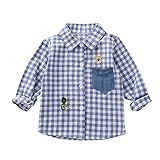 Camisa Para Meninos Blusa Infantil Bebê Infantil Xadrez Cavalheiro Tops Roupas Meninos Manga Longa Térmica  Azul  12 18 Meses 