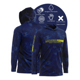Camisa Pesca Com Proteção Solar Mar Negro X Protection Blue