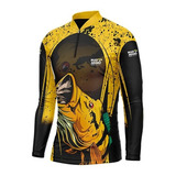 Camisa Pesca Prot Uv50 Mar Negro Premium Tucunaré Amarelo