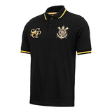 Camisa Polo Corinthians Preto E Dourado