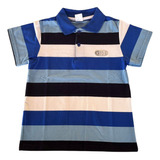 Camisa Polo Infantil Menino - Tam 5 - Azul, Branca E Preta