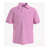 Camisa Polo Infantil Menino Rosa Original Tommy Hilfiger