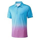 Camisa Polo Masculina De Golfe De Manga Curta Com Estampa De Ajuste Seco E Absorção De Umidade Coqueiro Gradiente GG