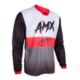 Camisa Prime Mx 04 Amx Cinza Preto Moto Trilha Motocross