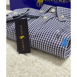 Camisa Ralph Lauren Custom Fit Slim Masculina Manga Longa