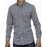 Camisa Ralph Lauren Custom Fit Slim Masculina Manga Longa