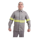 Camisa Risco2 Eletricista Anti Chama Nr10 Cinza C Refletivo