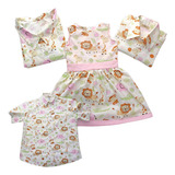 Camisa Safari Kit 4 Pçs Família filho pai mãe vestido Irmã