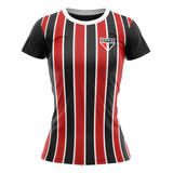 Camisa São Paulo Feminina Vermelho E Preto Oficial