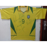 Camisa Seleção Brasileira Autografada 3 Idolos Copa 2002
