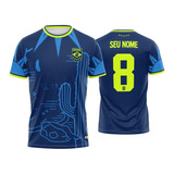 Camisa Seleção Brasileira Azul Personalizada Com