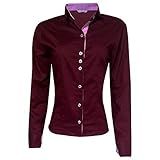 Camisa Social Feminina Manga Longa Bordô 50 52 BR Alfa XG Slim