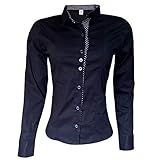 Camisa Social Feminina Manga Longa Preto 40 42 BR Alfa M Slim