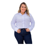 Camisa Social Feminina Plus Size Tricoline