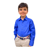 Camisa Social Infantil Juvenil Menino Manga Longa Slim