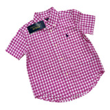 Camisa Social Infantil Xadrez Rosa Original
