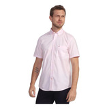 Camisa Social Manga Curta Tommy Hilfiger Classic Poplin Rosa