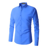 Camisa Social Manga Longa Masculina Lisa Slim Camiseta
