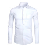Camisa Social Manga Longa Masculina Lisa Slim Camiseta