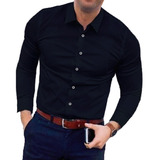 Camisa Social Manga Longa Slim Fit De Microleve Passa Facil