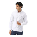 Camisa Social Manga Longa Tommy Hilfiger 1985 Flex Ox Branco