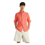 Camisa Social Manga Longa Tommy Hilfiger Classic Flex Salmão