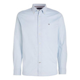 Camisa Social Manga Longa Tommy Hilfiger Flex Oxford Azul