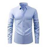 Camisa Social Masculina De Manga Comprida Folgada Atlética Casual Com Botões E Bolsos Azul Claro M
