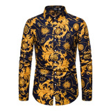 Camisa Social Masculina Floral Slim Pronta Entrega
