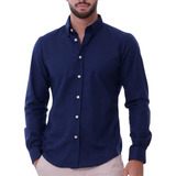 Camisa Social Masculina Gola Italiana Bolso Botões Premium
