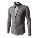 Camisa Social Masculina Manga Cumprida Slim Fit Gravatinha