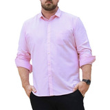 Camisa Social Masculina Manga Longa Plus Size Não Amassa