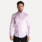 Camisa Social Masculina Manga Longa Rosa