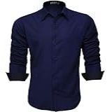 Camisa Social Masculina Manga Longa Slim Fácil Passar G Azul Marinho 