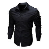 Camisa Social Masculina Slim Fit Manga Longa Camiseta Luxo