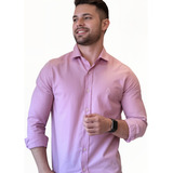 Camisa Social Masculina Slim Fit Manga Longa Pronta Entrega