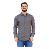 Camisa Social Masculina Slim Manga Longa Pronta Entrega Lisa