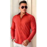 Camisa Social Masculina Slim Manga Longa Pronta Entrega